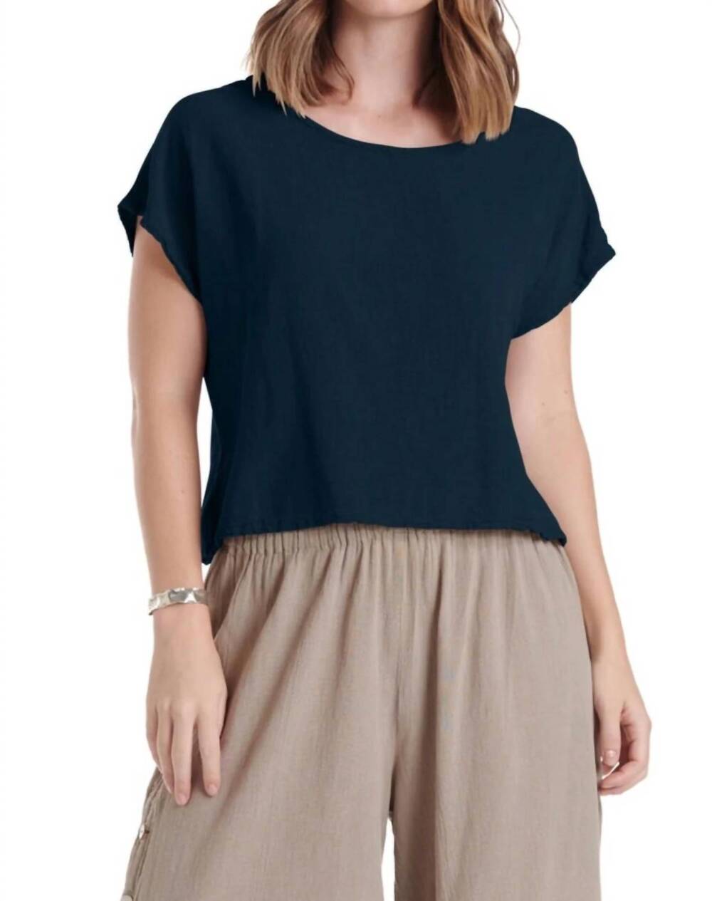 NEW OH MY GAUZE! olga cotton top in sapphire